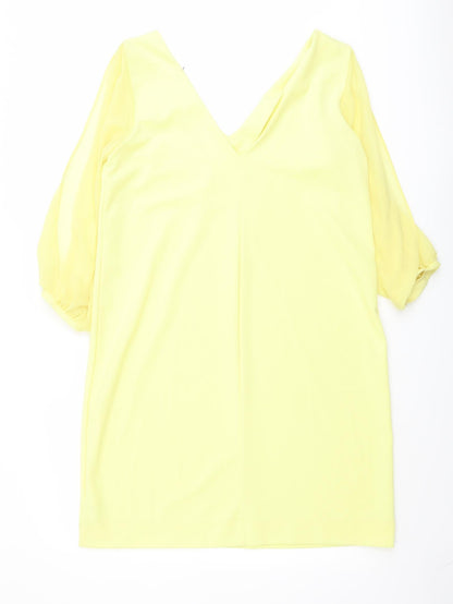Next Womens Yellow Polyester A-Line Size 12 V-Neck Pullover