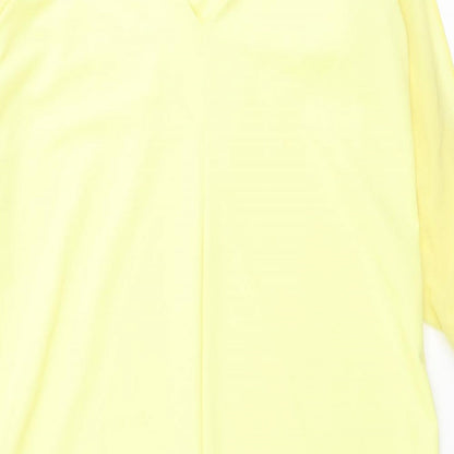 Next Womens Yellow Polyester A-Line Size 12 V-Neck Pullover