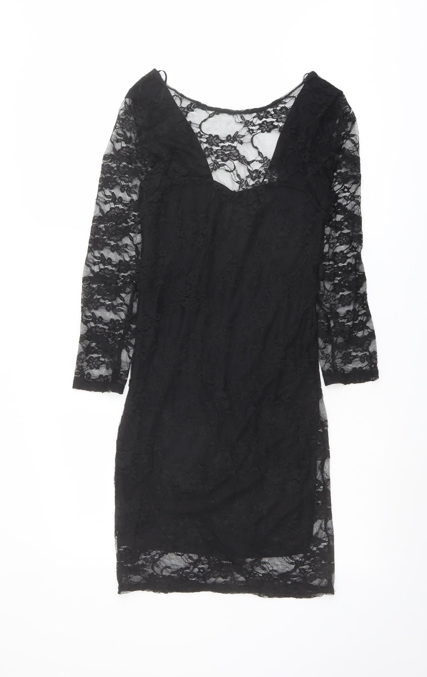Catch One Womens Black Polyester Shift Size S V-Neck Pullover