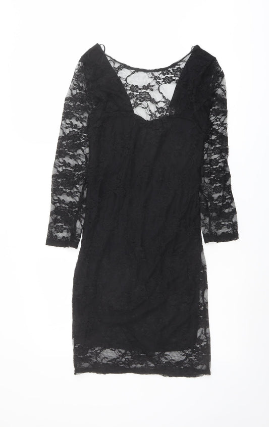 Catch One Womens Black Polyester Shift Size S V-Neck Pullover