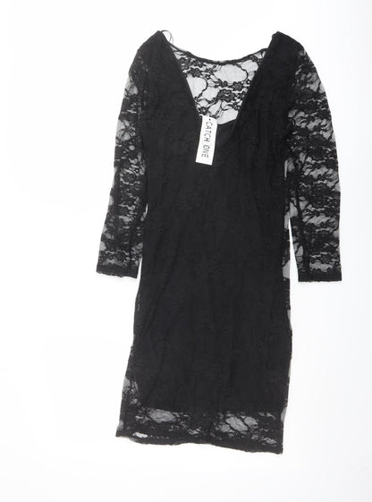 Catch One Womens Black Polyester Shift Size S V-Neck Pullover