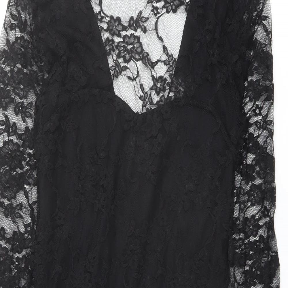 Catch One Womens Black Polyester Shift Size S V-Neck Pullover