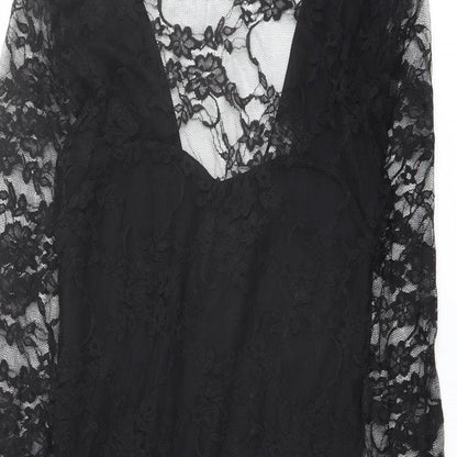 Catch One Womens Black Polyester Shift Size S V-Neck Pullover