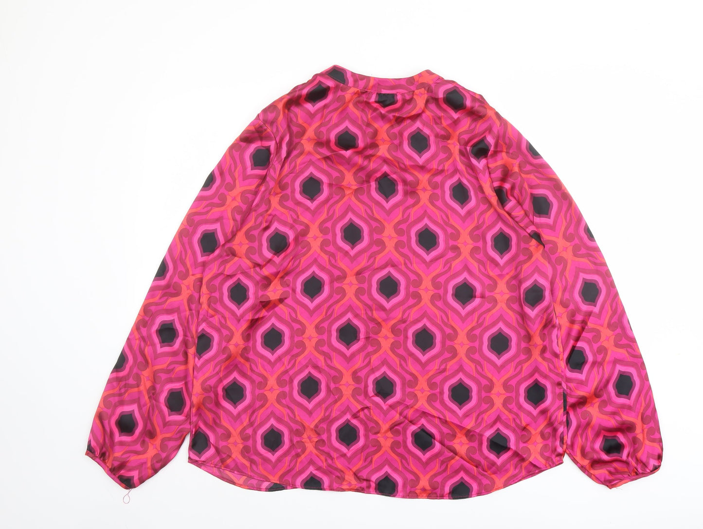 Gallery Womens Pink Geometric Polyester Basic Blouse Size 6 Round Neck