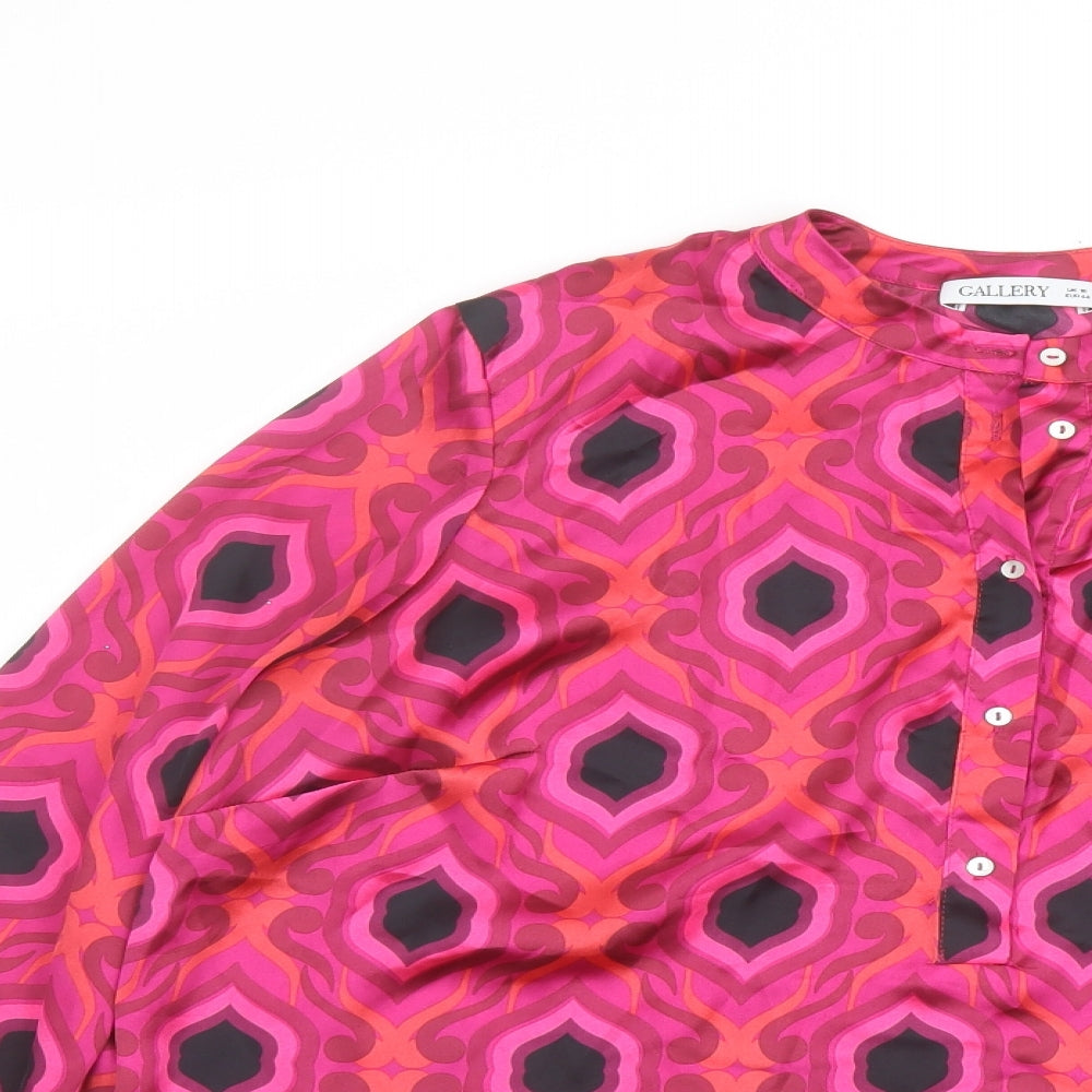 Gallery Womens Pink Geometric Polyester Basic Blouse Size 6 Round Neck