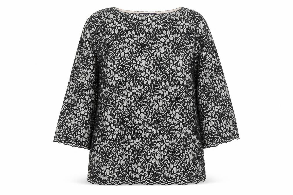 Marks & Spencer Womens Black Floral Polyamide Basic Blouse Size 12 Round Neck
