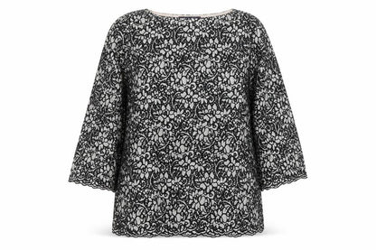 Marks & Spencer Womens Black Floral Polyamide Basic Blouse Size 12 Round Neck