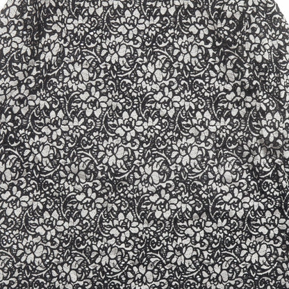 Marks & Spencer Womens Black Floral Polyamide Basic Blouse Size 12 Round Neck