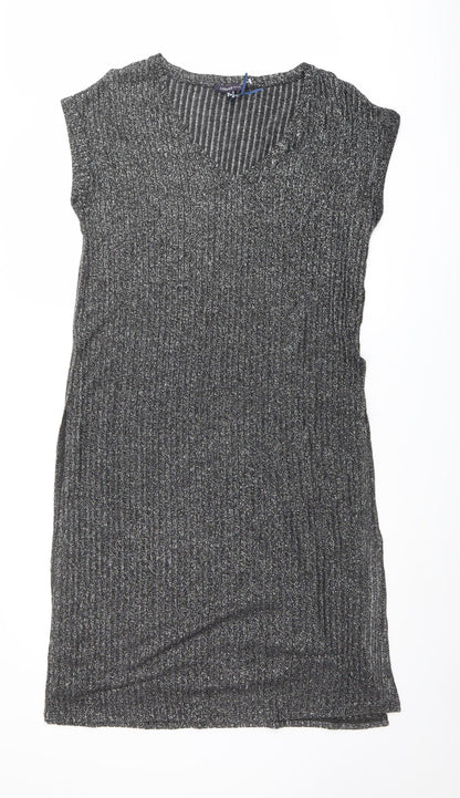 Limited Edition Womens Silver Polyester Jumper Dress Size 12 V-Neck Pullover