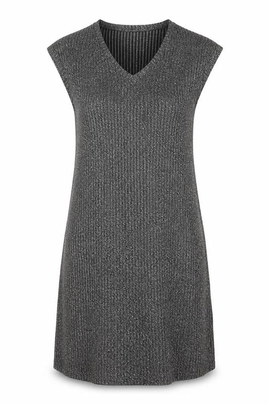 Limited Edition Womens Silver Polyester Jumper Dress Size 12 V-Neck Pullover