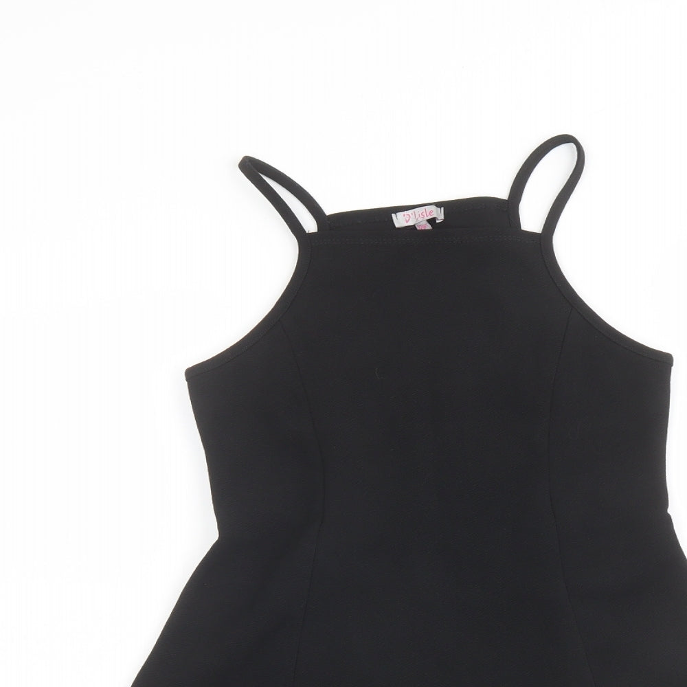 D' Lisle Girls Black Polyester A-Line Size 10 Years Square Neck Pullover