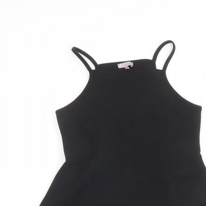 D' Lisle Girls Black Polyester A-Line Size 10 Years Square Neck Pullover