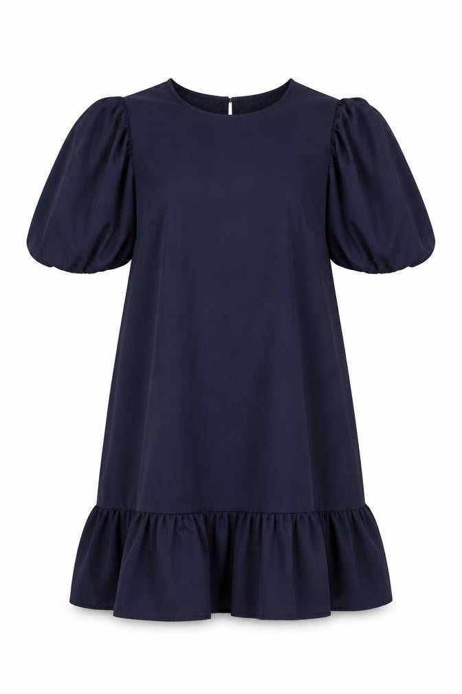 AX Paris Womens Blue Polyester A-Line Size 8 Round Neck Button