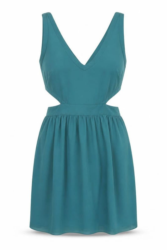 Coincidence & Chance Womens Green Polyester Tank Dress Size S V-Neck Zip