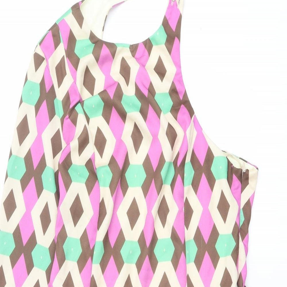 Zara Womens Multicoloured Geometric Polyester Mini Size M One Shoulder Zip
