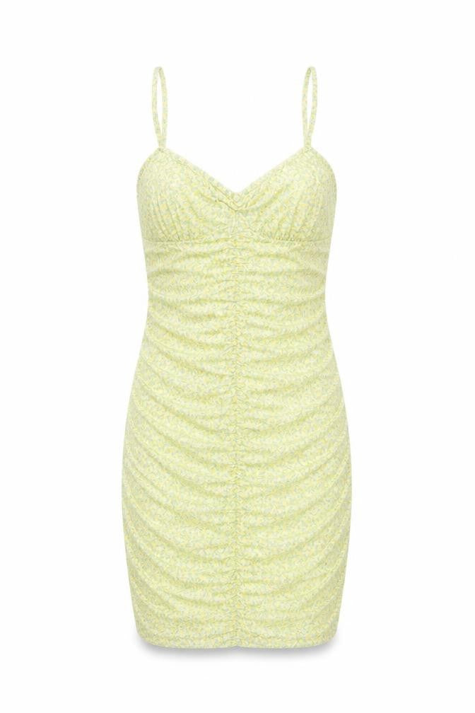 H&M Womens Green Floral Polyester Bodycon Size M V-Neck Pullover