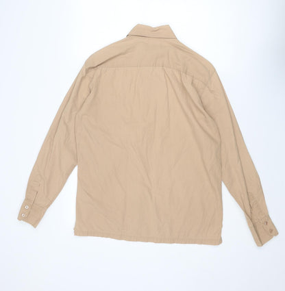 Back view of ESPRIT men’s beige polyester button-up, size M, collared button