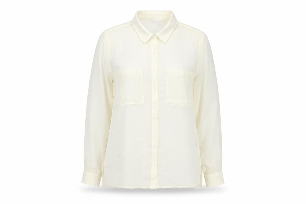 Divided by H&M Womens Ivory Polyester Basic Button-Up Size 8 Collared