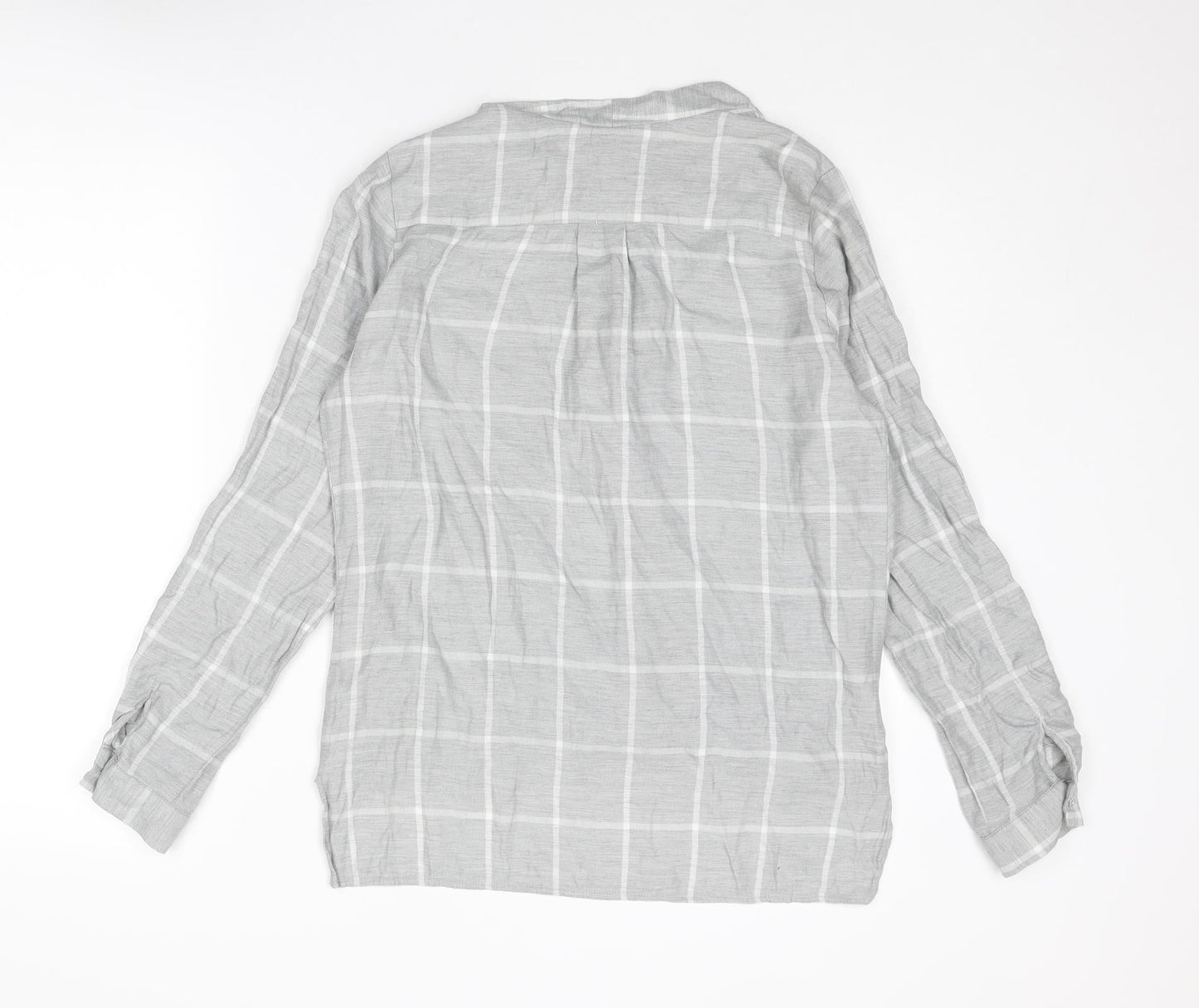 River Island Womens Grey Check Viscose Basic Blouse Size 8 V-Neck
