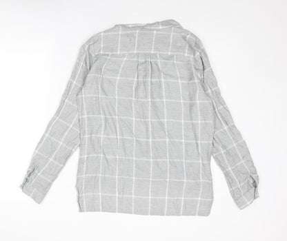 River Island Womens Grey Check Viscose Basic Blouse Size 8 V-Neck