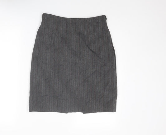 Cazz Womens Grey Striped Polyester Straight & Pencil Skirt Size 28 in Zip