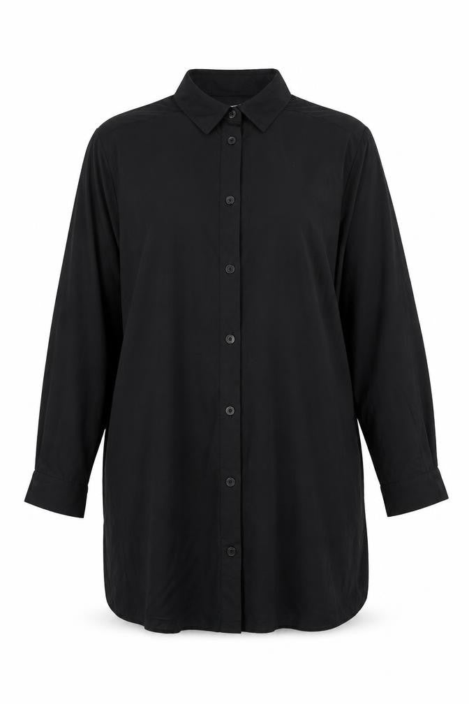 LarkBay Womens Black Viscose Basic Button-Up Size L Collared
