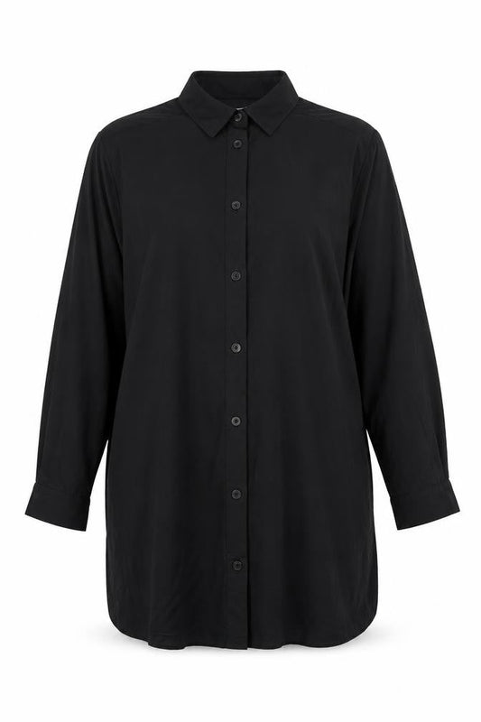 LarkBay Womens Black Viscose Basic Button-Up Size L Collared