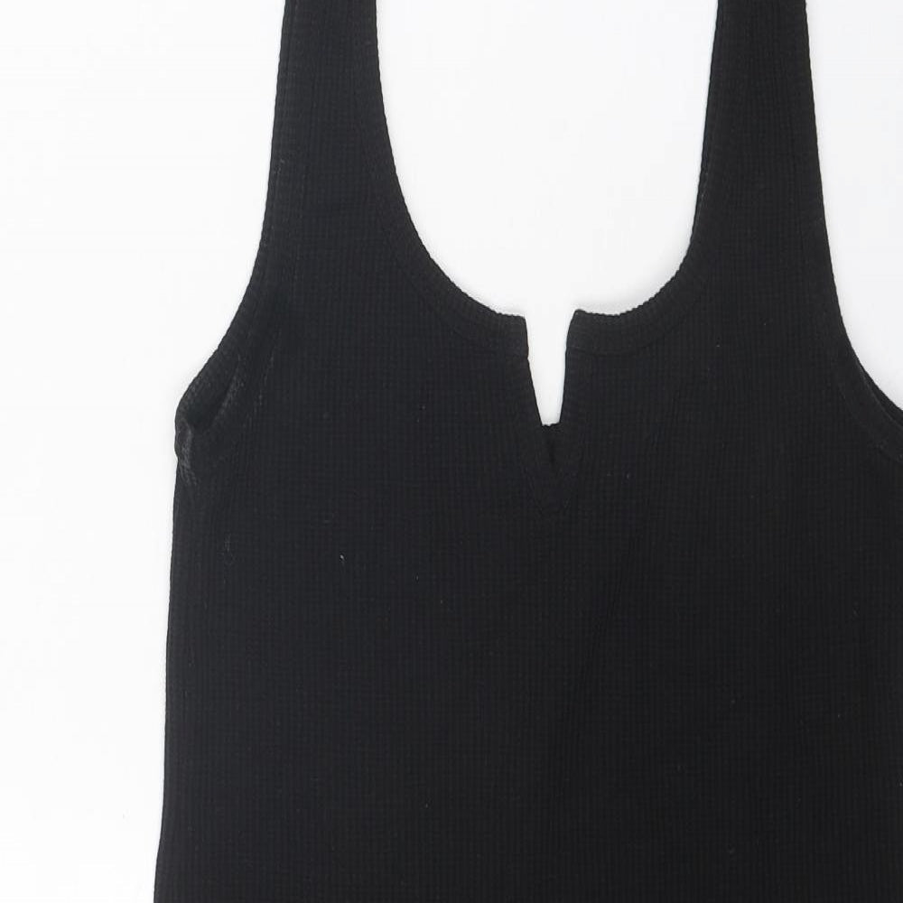 Topshop Womens Black Polyester Tank Dress Size 10 V-Neck Pullover