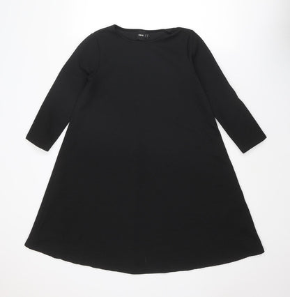 Additional front view of ASOS women’s black polyester trapeze & swing, size UK 10, boat neck pullover