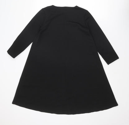 Back view of ASOS women’s black polyester trapeze & swing, size UK 10, boat neck pullover