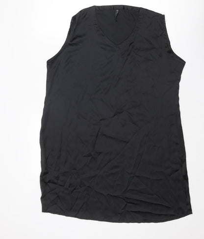 Madame Womens Black Polyester Shift Size XL V-Neck Pullover