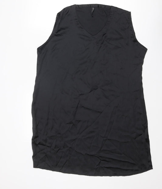 Madame Womens Black Polyester Shift Size XL V-Neck Pullover