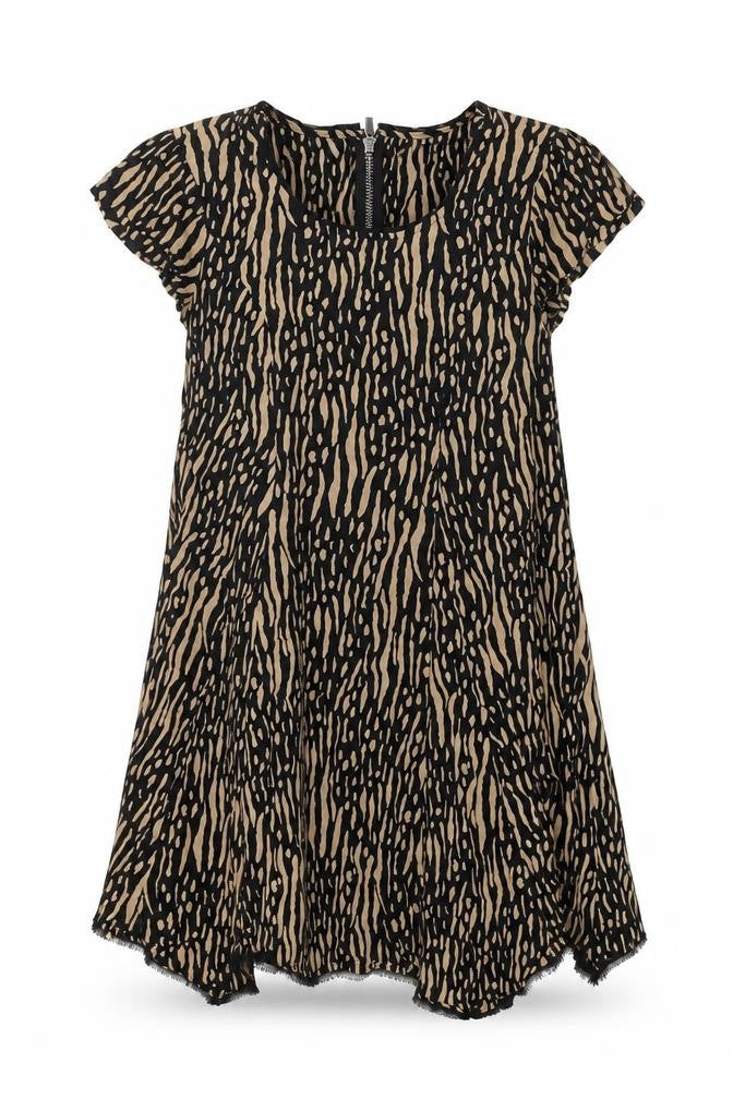 Silent + Noise Womens Black Geometric Viscose Basic Blouse Size XS Round Neck - Asymmetric Hem