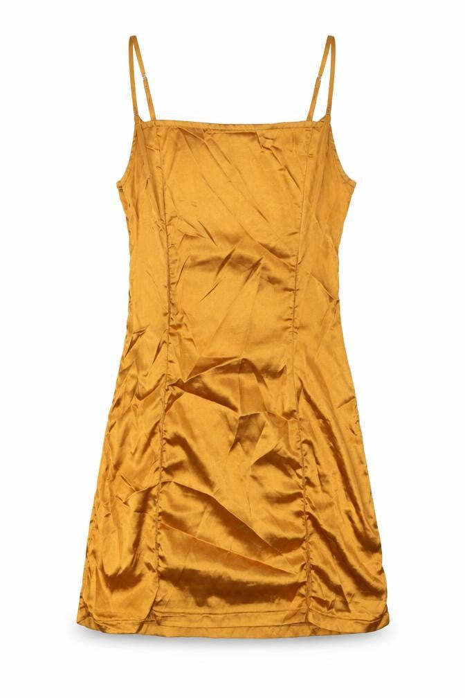 PRETTYLITTLETHING Womens Gold Polyester Mini Size 8 Square Neck Zip