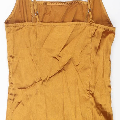 PRETTYLITTLETHING Womens Gold Polyester Mini Size 8 Square Neck Zip