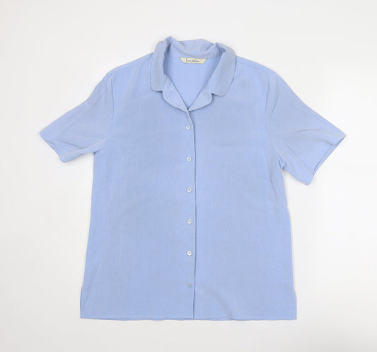 Isabelle Womens Blue Polyester Basic Button-Up Size 14 Collared