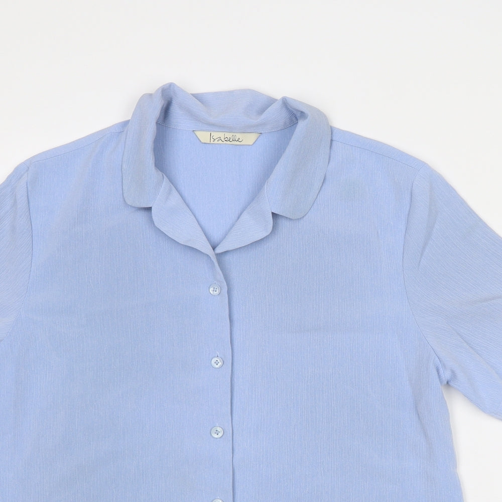 Isabelle Womens Blue Polyester Basic Button-Up Size 14 Collared