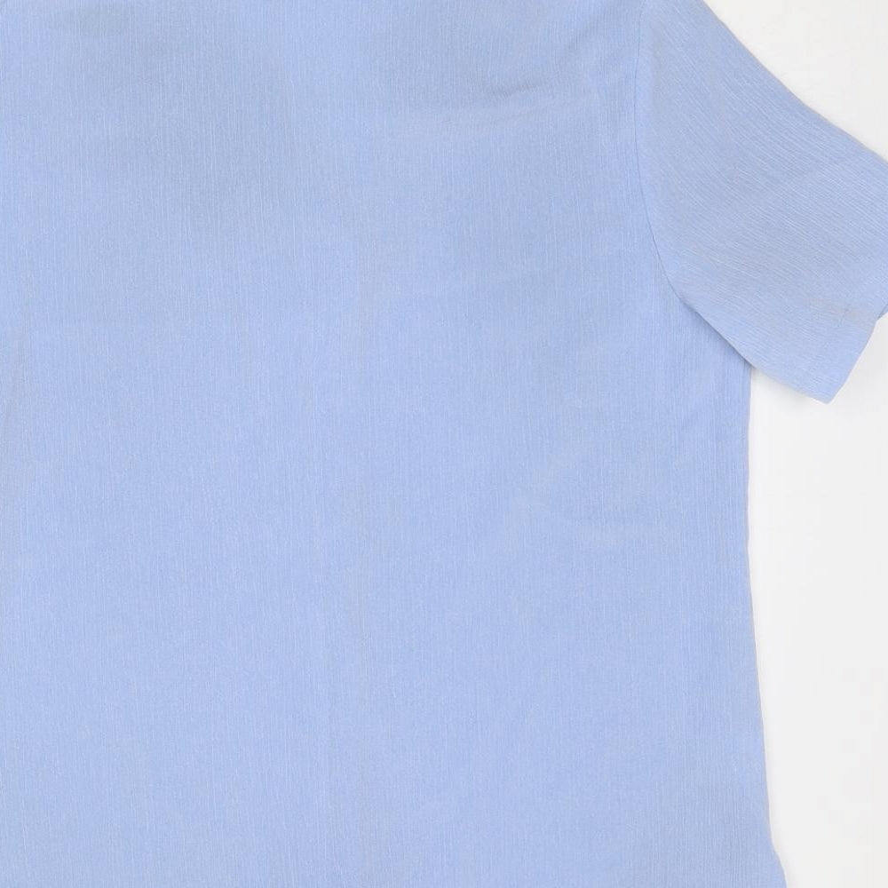 Isabelle Womens Blue Polyester Basic Button-Up Size 14 Collared