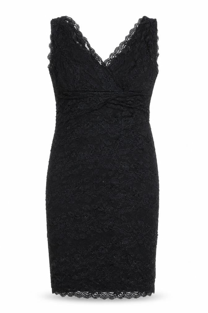 Marina Womens Black Geometric Nylon Shift Size 8 V-Neck Pullover
