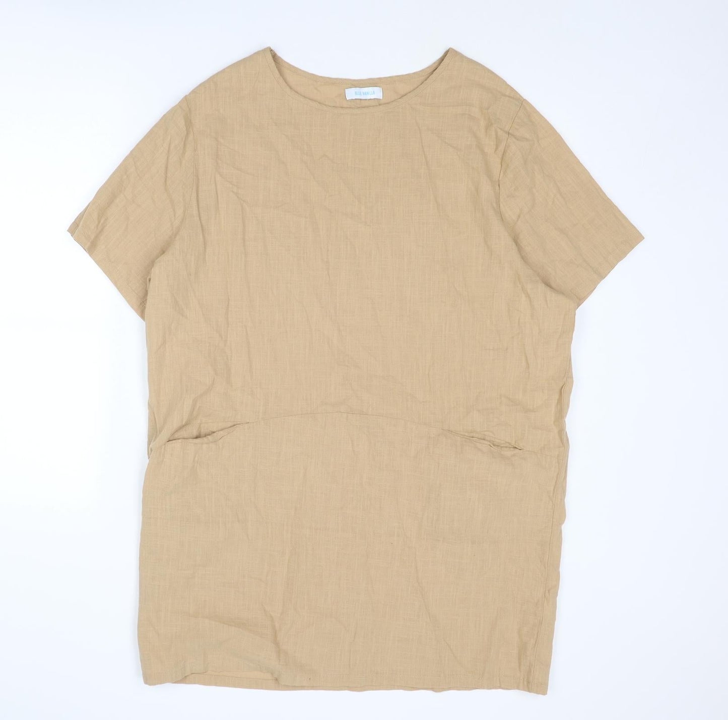 Blue Vanilla Womens Beige Cotton A-Line Size S Round Neck Pullover - Size S-M