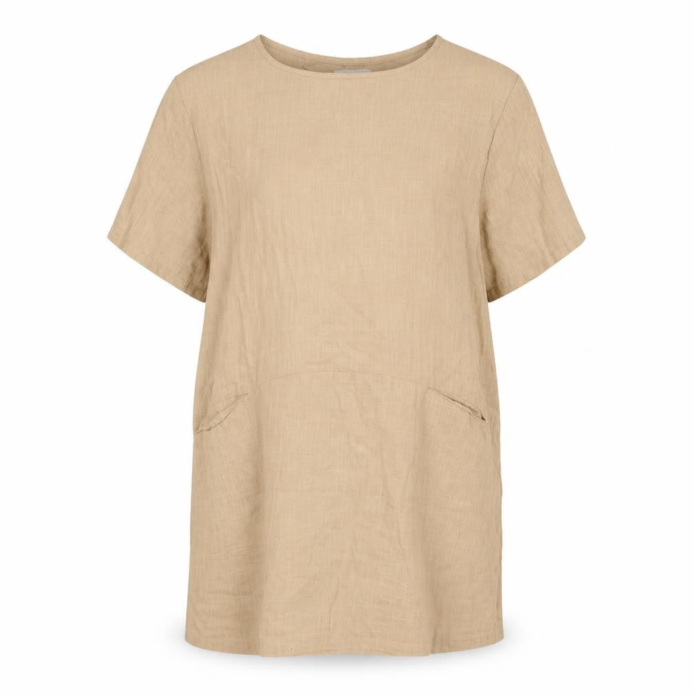 Blue Vanilla Womens Beige Cotton A-Line Size S Round Neck Pullover - Size S-M