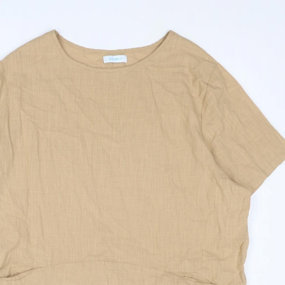 Blue Vanilla Womens Beige Cotton A-Line Size S Round Neck Pullover - Size S-M