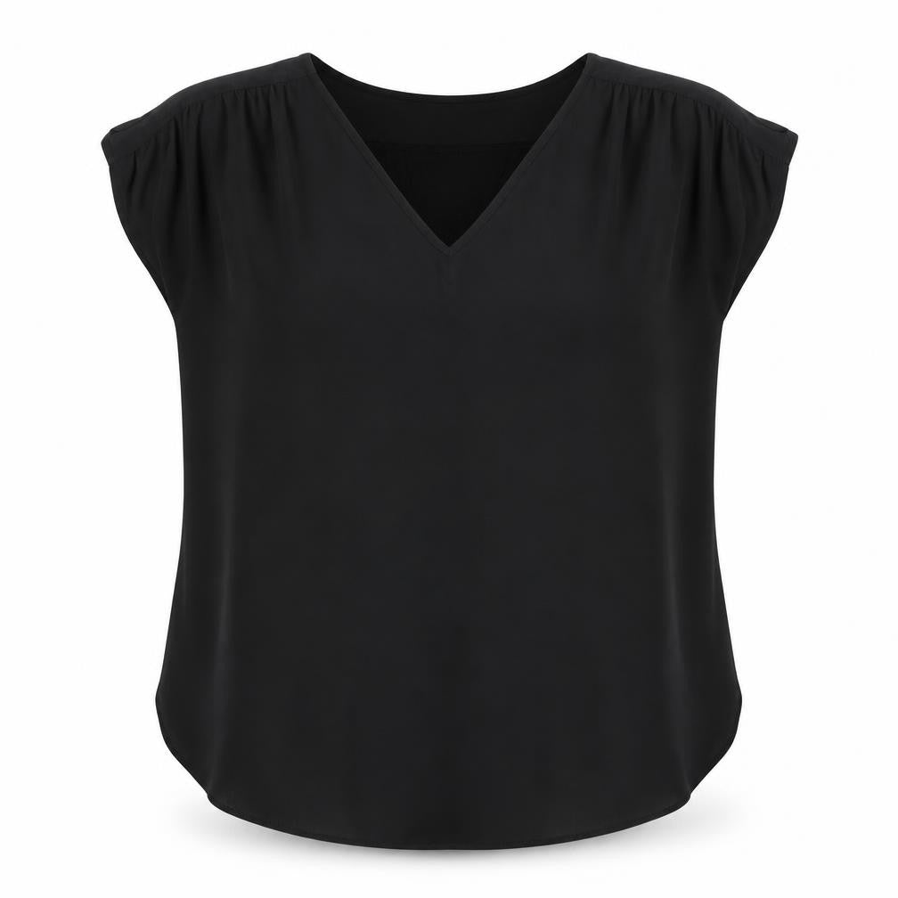 LOFT Womens Black Viscose Basic Blouse Size L Boat Neck