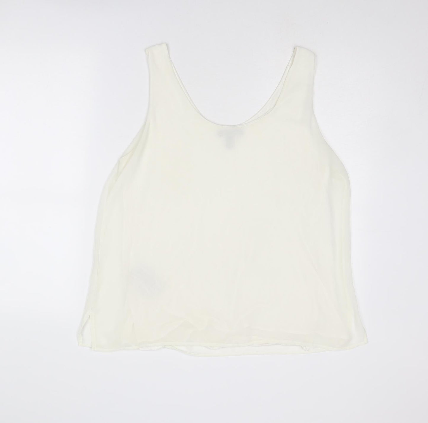 Mango Womens Ivory Polyester Basic Tank Size XL Scoop Neck