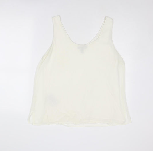 Mango Womens Ivory Polyester Basic Tank Size XL Scoop Neck