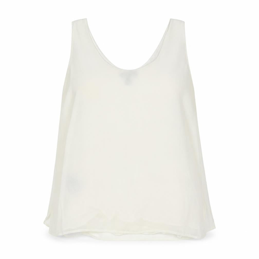 Mango Womens Ivory Polyester Basic Tank Size XL Scoop Neck