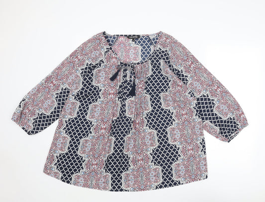 Debenhams Womens Multicoloured Floral Polyester Basic Blouse Size 16 Round Neck