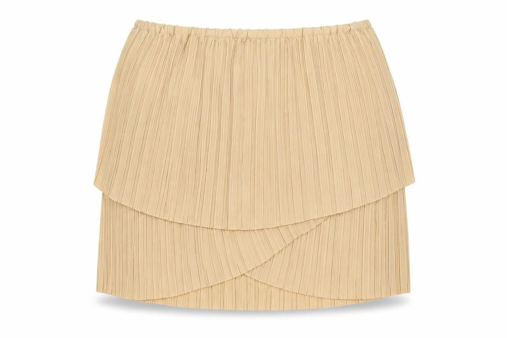Buuns Bazaar Womens Beige Polyester Pleated Skirt Size 8