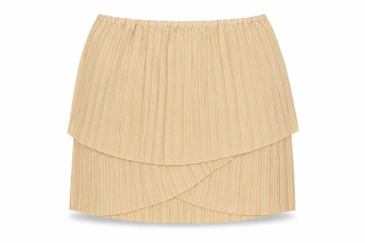 Buuns Bazaar Womens Beige Polyester Pleated Skirt Size 8