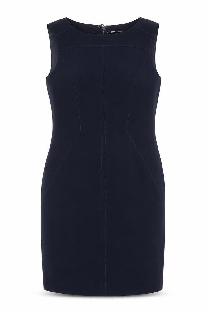 Marks & Spencer Womens Blue Polyester Shift Size 12 Round Neck Zip